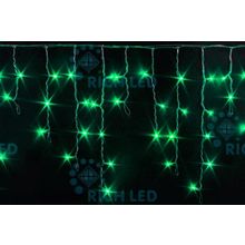 Rich LED RL-i3*0.5F-T G Уличная светодиодная Бахрома 3x0.5 м, зеленый, мерцание, провод прозрачный