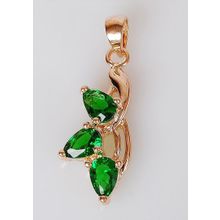 Кулон с зелёным фианитом "Трехлистник"