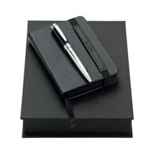 Cerruti 1881 Подарочный набор: черная записная книжка-блокнот на резинке ручка шариковая