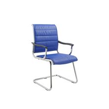 Бюрократ (BURO) Кресло посетителя CH-994AV синяя иск. кожа хром полозья