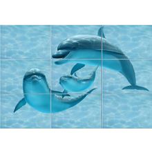 Керамическая плитка Уралкерамика Лагуна 7ДФ Дельфины (из 9 плиток) панно 74,7х109,2