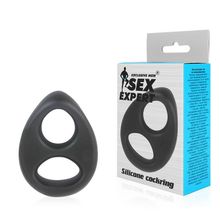 Черное силиконовое овальное эрекционное кольцо Sex Expert Черный