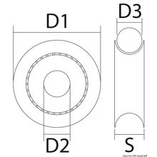 Osculati Delrin pulley w SS balls 38 mm Ø 12, 55.244.04