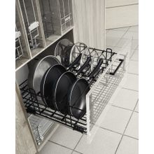 Корзина выкатная UMM для хранения сковородок и крышек, в нижнюю базу 600мм, без направляющих, черный (15.09.03.4.0.1)