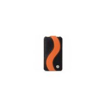 Черный оранжевый кожаный чехол Melkco Jacka Type Special Edition для iPhone 4 (4S)