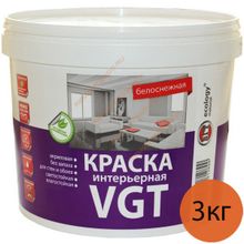 ВГТ краска интерьерная белоснежная (3кг)   VGT краска для стен акриловая влагостойкая матовая ВД-АК-2180 (3кг)