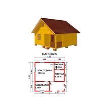 Баня из бруса 6х6 м,брус 150х100, высотой 2,25