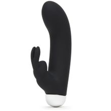 Черный вибратор с клиторальным отростком Greedy Girl Mini Rabbit Vibrator - 14 см. (187705)