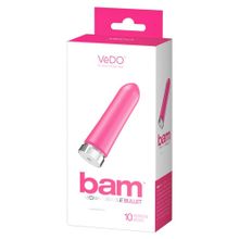 Розовая перезаряжаемая вибропуля VeDO Bam - 9,7 см.