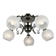 Потолочная люстра OML-318 черный хром белая полоска хрусталь E14 5*60W 220V арт.OML-31807-05