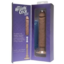 Doc Johnson Кофейный вибратор-реалистик The Realistic Cock ULTRASKYN Without Balls Vibrating 10” - 29,2 см. (кофейный)