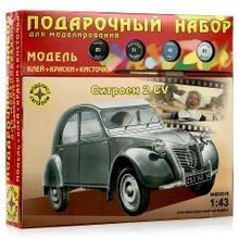 МОДЕЛИСТ ПОДАРОЧНЫЙ НАБОР Сборная модель Автомобиль Citroen 2CV, 1:43 + клей, краски, кисточка (ПН604318)