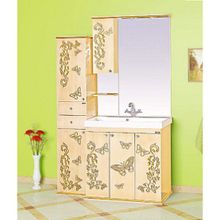 Misty Зеркальный шкаф Бабочка 90 L бежевая патина