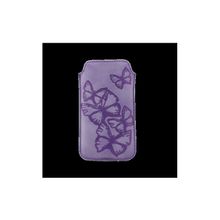 Чехол Lora бабочки и кожа тускани фиолетовый (Чехол-карман)