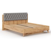 Алмаз. Любимый дом Марта-2 Кровать 1600 (с КО и мягкой накладкой, каретная стежка Capri 24) (Дуб Золотой Серый)