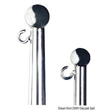 Osculati Mirror polished SS flagstaff w  end ball 750 mm, 35.392.02