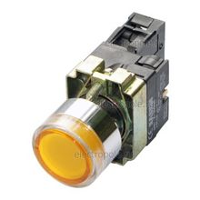 Кнопка XB2-BW3561, с подсв., металл. осн., желтая, 1НО контакт