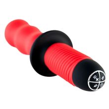 Красный фигурный вибратор с двойным мотором - 28 см. Красный