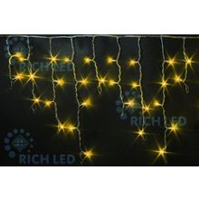 Rich LED RL-i3*0.5-T Y Уличная светодиодная Бахрома 3x0.5 м, желтый, пост свечение, провод прозрачный