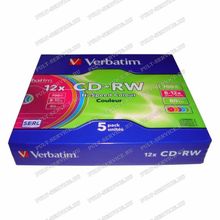 Диск Verbatim CD-RW 700MB 8-12X slim color (5)
