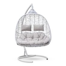Кресло кокон подвесное SEVILLA TWIN белое + каркас
