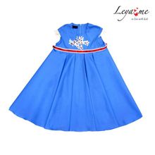 Leya.me Платье голубое с завышенной талией и кружевной аппликацией PR-025