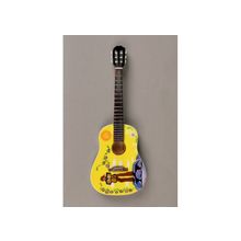 MJ-57 сувенир гитара акустическая, цвет желтый с рисунком, высота 25 см.