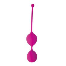 Ярко-розовые двойные вагинальные шарики Cosmo с хвостиком для извлечения (136318)