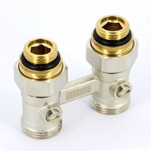 Узел НН с шаровыми кранами, накидными гайками для радиатора с нижней подводкой REHAU 1 2"x3 4"EK 240727