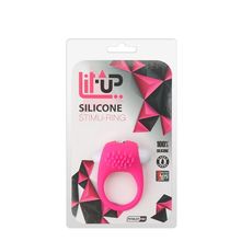 Розовое эрекционное кольцо с щеточкой LIT-UP SILICONE STIMU RING 5 Розовый