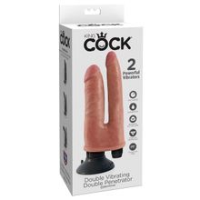 Двойной телесный вибратор со съемной присоской Double Vibrating Double Penetrator - 20,3 см. телесный