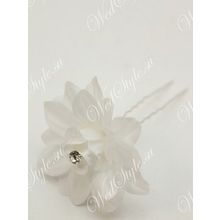 Свадебная шпилька Crystal Light тканевая белая PIN190