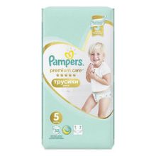 Подгузники-трусики 52 шт. PAMPERS (Памперс) Premium Care Pants, размер 5 (12-17 кг), 1210809