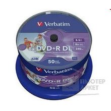 Verbatim Диски DVD+R 8.5Gb 8х Printable, 50шт, Cake Box 43703