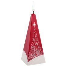 Свеча ручной работы Снежный лес, в форме пирамиды