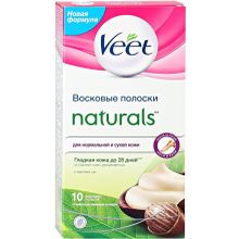 Veet Naturals с Маслом Ши 1 пачка 10 восковых полосок + 2 салфетки