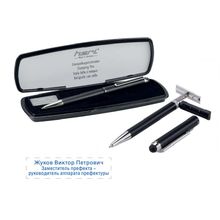 HERI V3302 - ручка со штампом и стилусом для смартфона, чёрный корпус