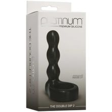 Черный анальный стимулятор с силиконовым кольцом Platinum Premium Silicone - The Double Dip 2 - Black (30641)