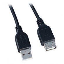 Кабель удлинитель USB 2.0 Am=>Af - 1.8 м, черный, VS (U518)