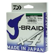 Леска плетеная Daiwa J-Braid X4 135м 0,25мм зеленая