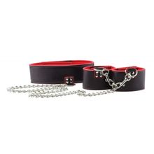 Чёрно-красный двусторонний ошейник с наручниками Reversible Collar and Wrist Cuffs черный с красным