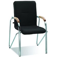 Конференц-стул Samba черный (искусственная кожа вишня металл хромированный)