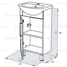 Тумба напольная под раковину TRITON Диана 45 1 дверь, белая правая   умывальник Азов 45