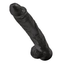 Чёрный фаллоимитатор-гигант 14  Cock with Balls - 37,5 см. Черный