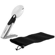 Лупа ЗУБР "МАСТЕР" конструкция-трансформер, светодиодная подсветка, 2-х 6-ти кратное увеличение, диаметр линзы 90мм