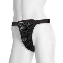 Doc Johnson Трусики с двумя плагами Double Penetration Velvet Harness with 2 plug (черный)