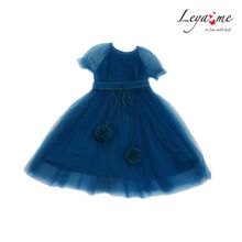 Leya.me Платье из бирюзовой сетки с помпонами PR-035