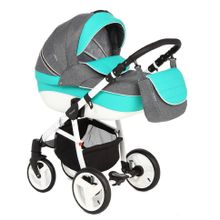 Коляска Adamex NEONEX ALFA серый+бирюзовая кожа X11