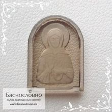 Резная икона святой блаженной Матроны Московской на дымчатом кварце (раухтопаз) работы в Баснословно 16x12мм