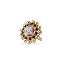 Кольцо круглое муранское стекло и стразы, арт. 164_black